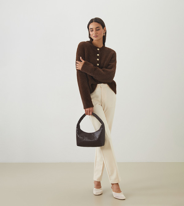 اٍل سي واي كيكي  سترات - بني  Round Neck Sweaters