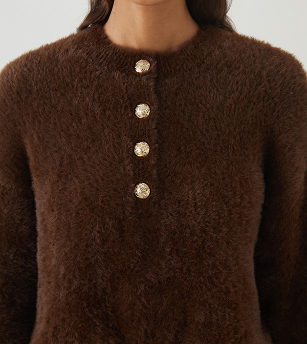 اٍل سي واي كيكي  سترات - بني  Round Neck Sweaters