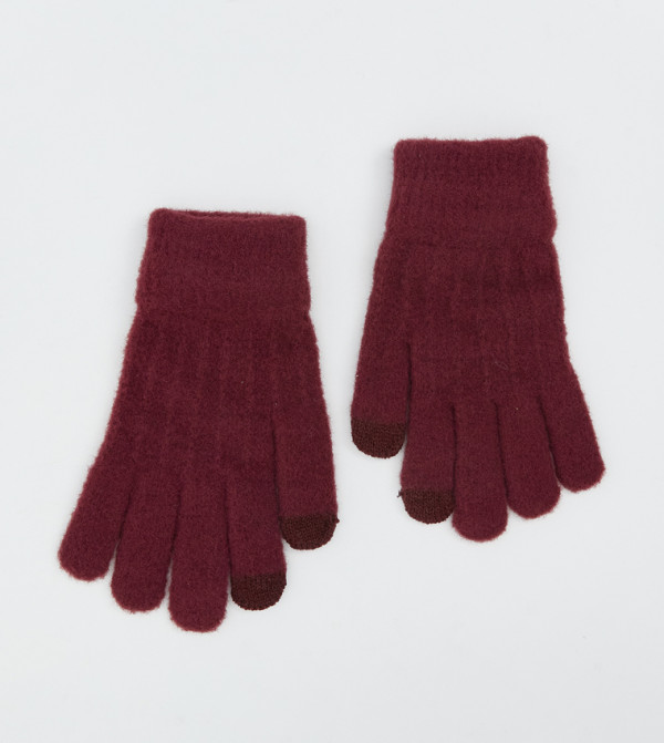 LC Waikiki Gloves - Burgundy Knit
