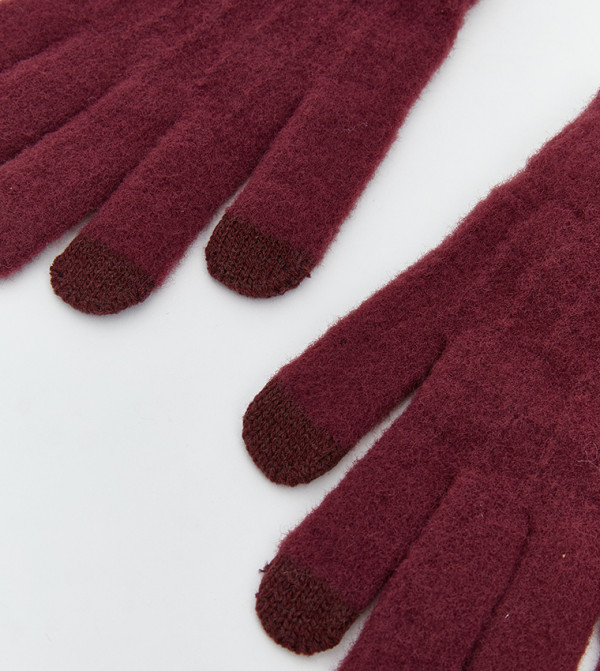 LC Waikiki Gloves - Burgundy Knit