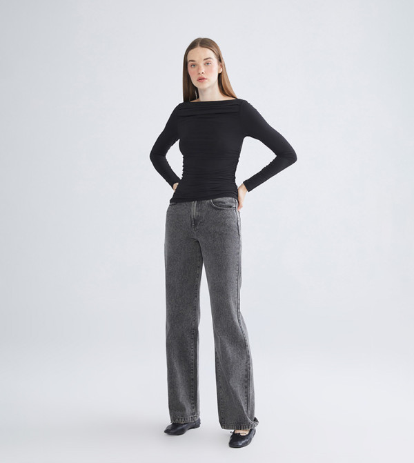 LC Waikiki  denim-store-w - Grey Wide Leg Jeans