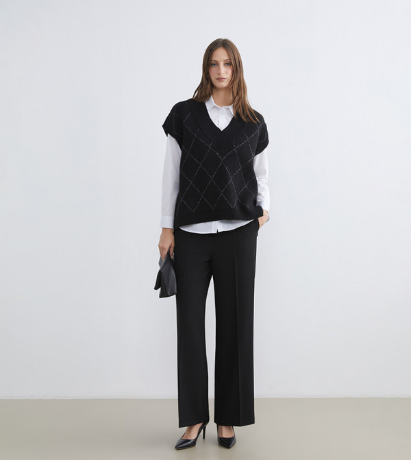 اٍل سي واي كيكي  سترات - أسود V-neck Sweaters