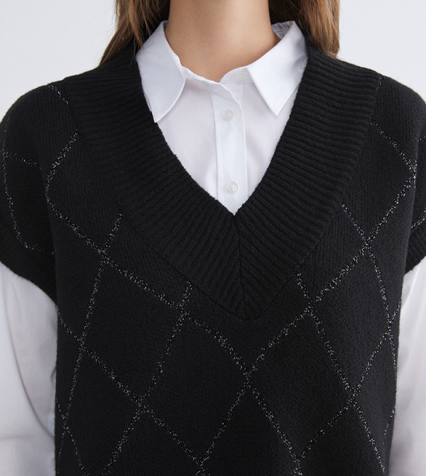 اٍل سي واي كيكي  سترات - أسود V-neck Sweaters