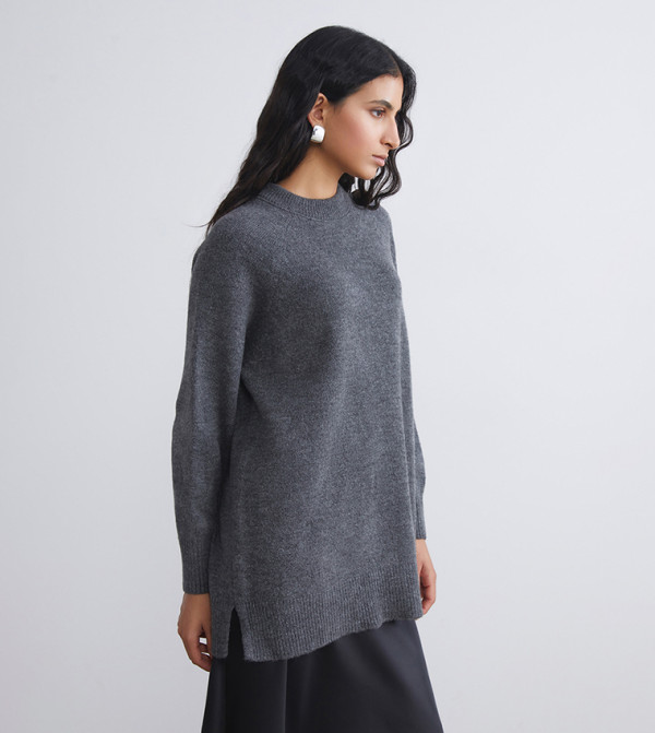 LC Waikiki  Sweaters & Cardigans - Grey Round Neck Sweaters