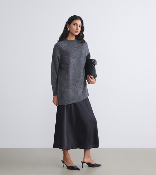LC Waikiki  Sweaters & Cardigans - Grey Round Neck Sweaters