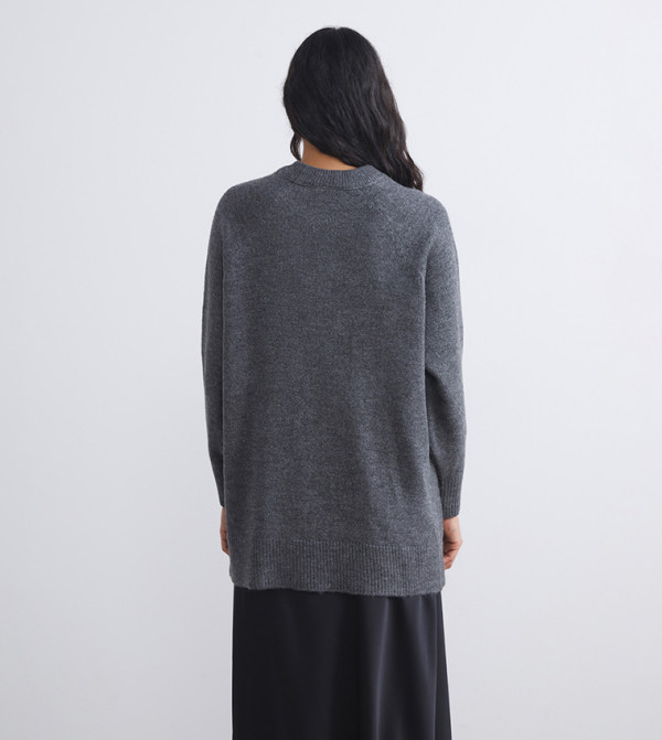 LC Waikiki  Sweaters & Cardigans - Grey Round Neck Sweaters