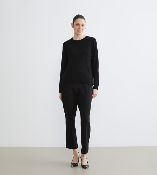 LC Waikiki  Sweaters & Cardigans - Black Round Neck Sweaters