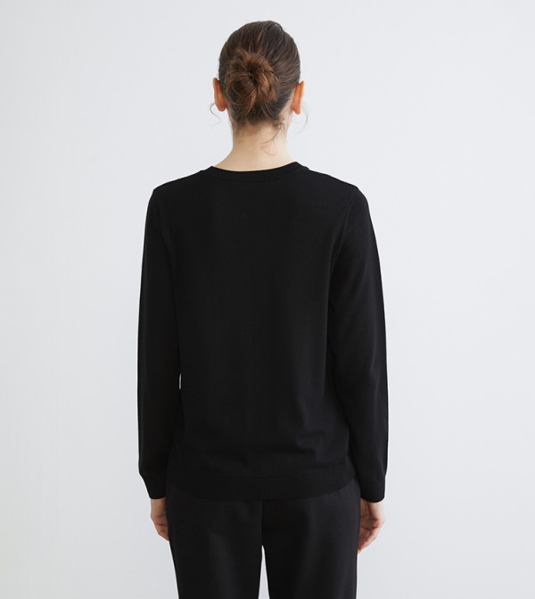 LC Waikiki  Sweaters & Cardigans - Black Round Neck Sweaters