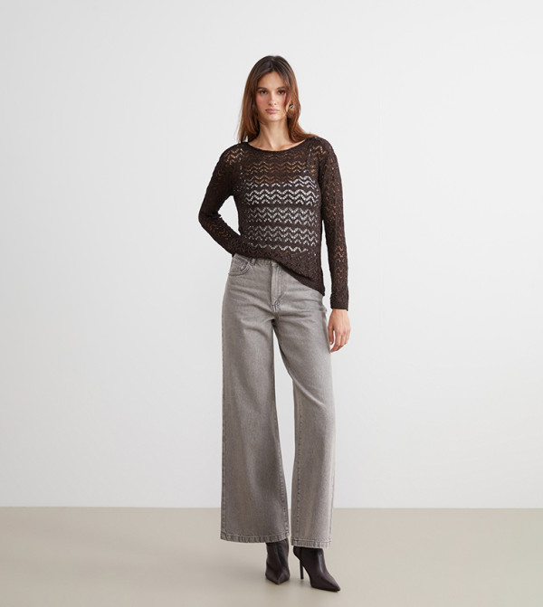 اٍل سي واي كيكي  ساق واسعة - رمادي Wide Leg Jeans