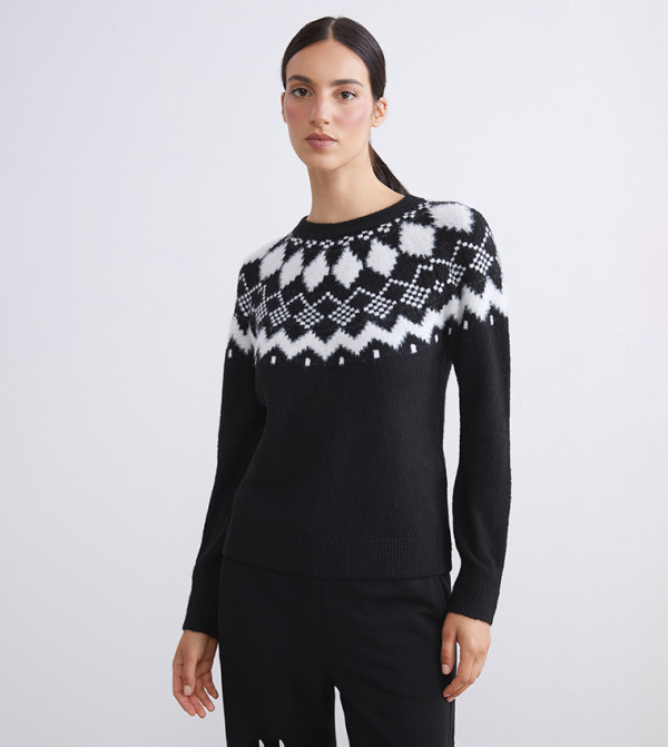 LC Waikiki  Sweaters - Black Round Neck Sweaters