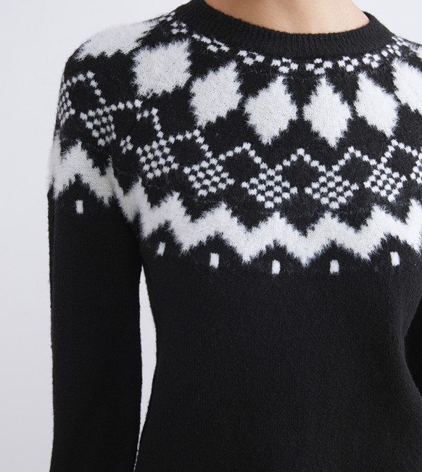 LC Waikiki  Sweaters - Black Round Neck Sweaters