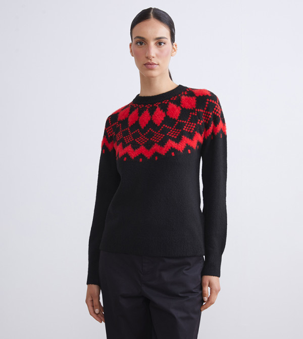 اٍل سي واي كيكي  سترات و كارديغانات - أحمر Round Neck Sweaters