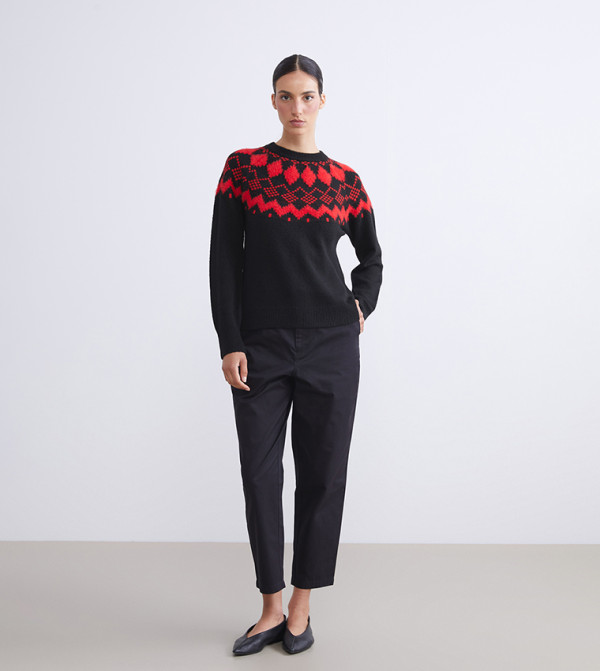 اٍل سي واي كيكي  سترات و كارديغانات - أحمر Round Neck Sweaters