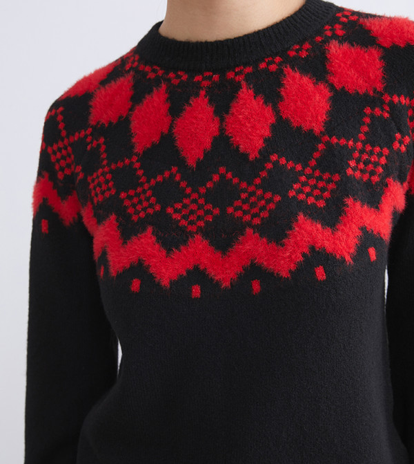 اٍل سي واي كيكي  سترات و كارديغانات - أحمر Round Neck Sweaters