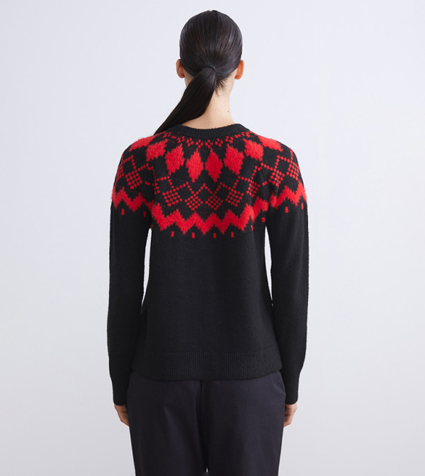 اٍل سي واي كيكي  سترات و كارديغانات - أحمر Round Neck Sweaters