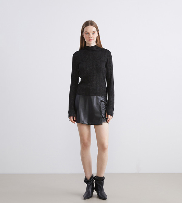 اٍل سي واي كيكي  سترات - أسود Turtle neck Sweaters