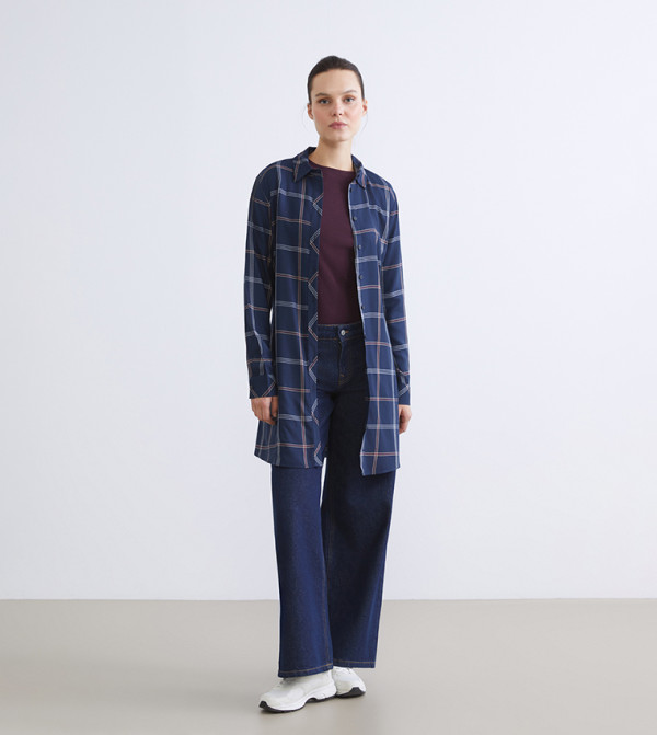 LC Waikiki  checkered-plaid-w - Navy Tunics