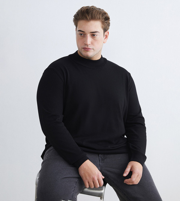 LC Waikiki  Round Neck Sweaters - BLACK Round Neck Sweaters