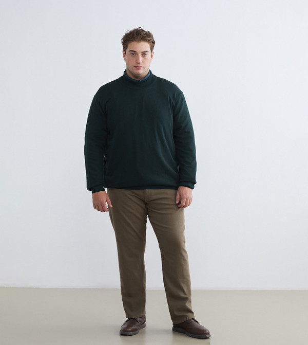 LC Waikiki  Round Neck Sweaters - Green Round Neck Sweaters