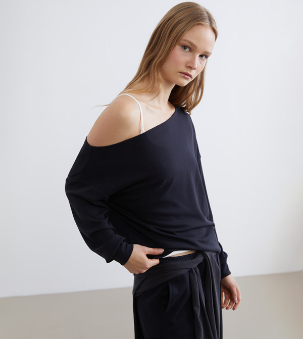 LC Waikiki T-Shirts - Black Long Sleeve T-Shirts