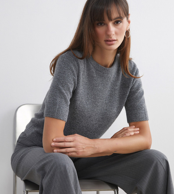 LC Waikiki  Sweaters & Cardigans - Charcoal Round Neck Sweaters