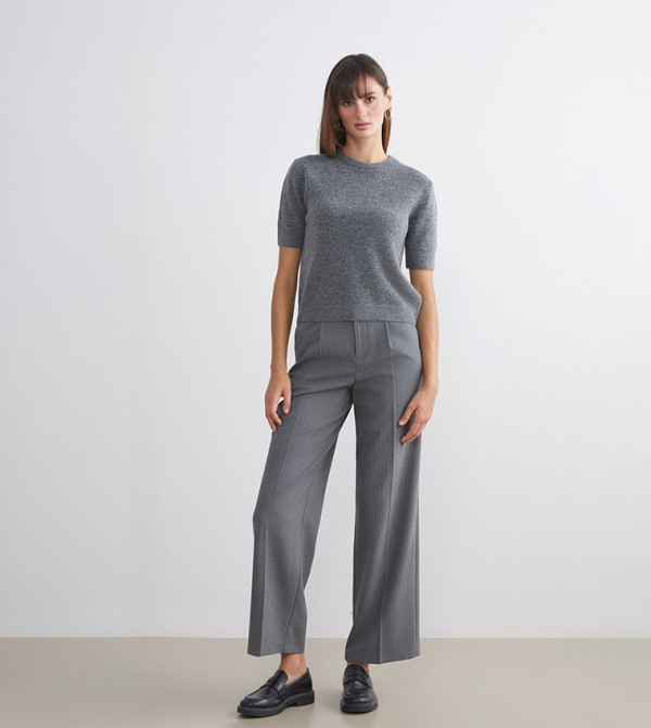 LC Waikiki  Sweaters & Cardigans - Charcoal Round Neck Sweaters