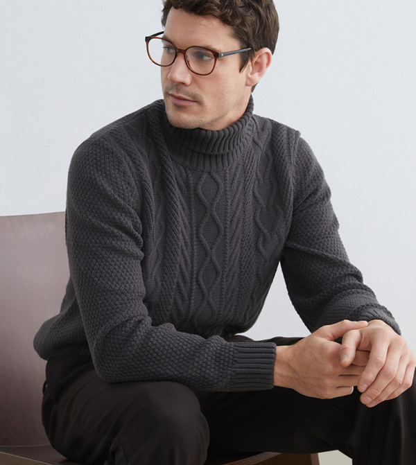 اٍل سي واي كيكي  سترات و كارديغانات  - رمادي Turtle neck Sweaters