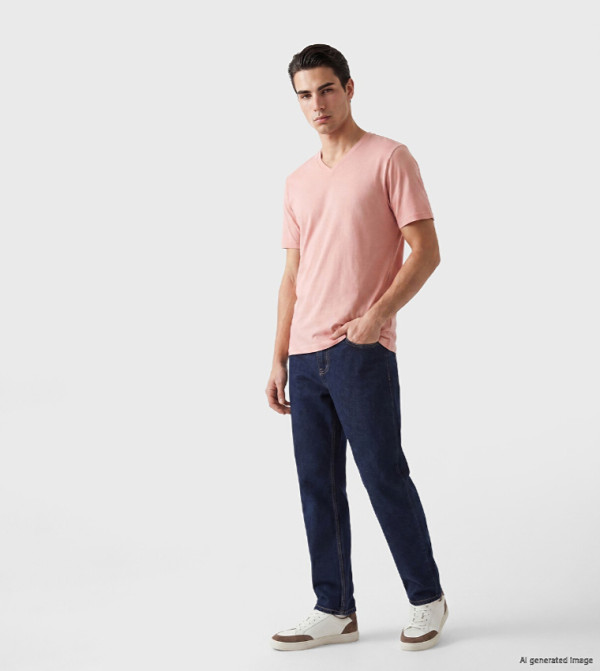 LC Waikiki V-Neck T-Shirts - Peach V-Neck T-Shirts