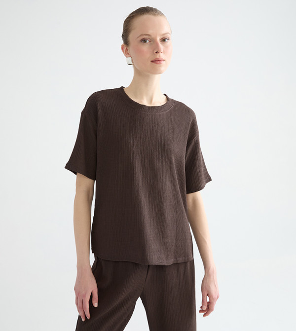 LC Waikiki LC Waikiki - Brown Short Sleeve T-Shirts
