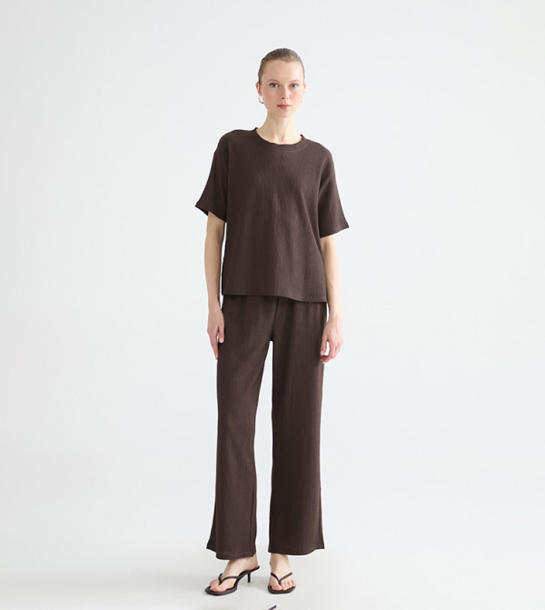 LC Waikiki LC Waikiki - Brown Short Sleeve T-Shirts
