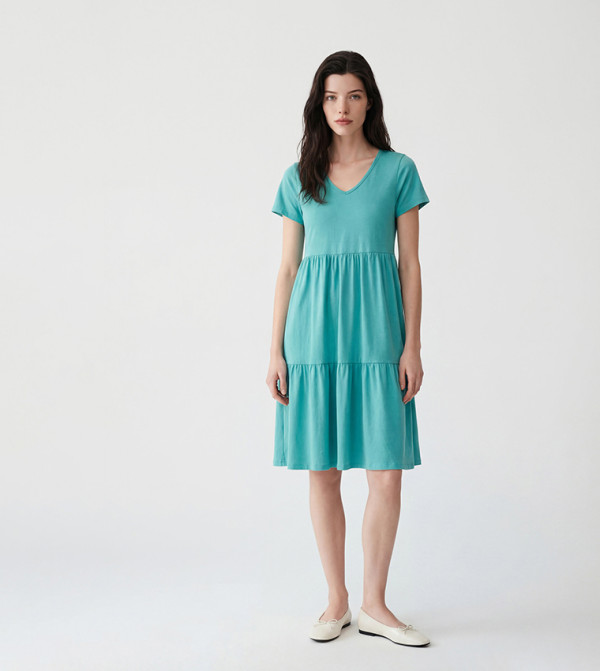 LC Waikiki  Mini Dresses - Turquoise Short Sleeve T-Shirts