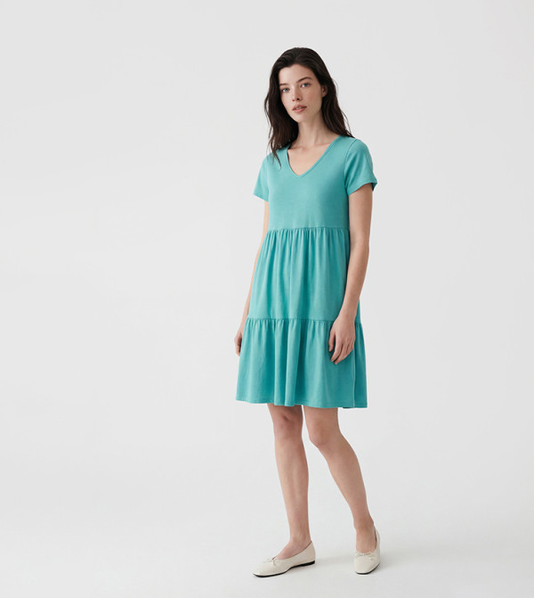 LC Waikiki  Mini Dresses - Turquoise Short Sleeve T-Shirts