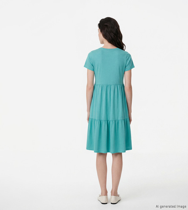 LC Waikiki  Mini Dresses - Turquoise Short Sleeve T-Shirts