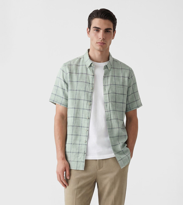 LC Waikiki Shirts - Green Short Sleeves
