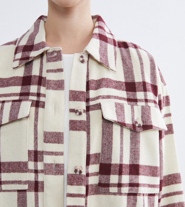 اٍل سي واي كيكي  checkered-plaid-w - أوف وايت جاكيتات كاجوال