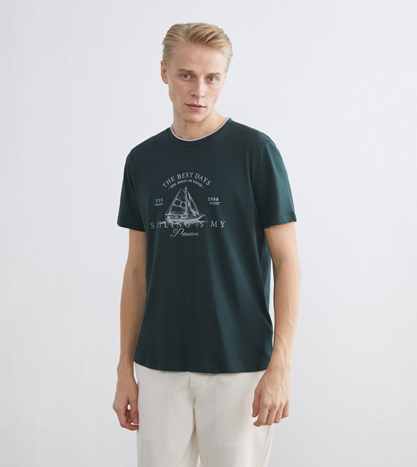 LC Waikiki LC Waikiki - Green Round Neck T-Shirts