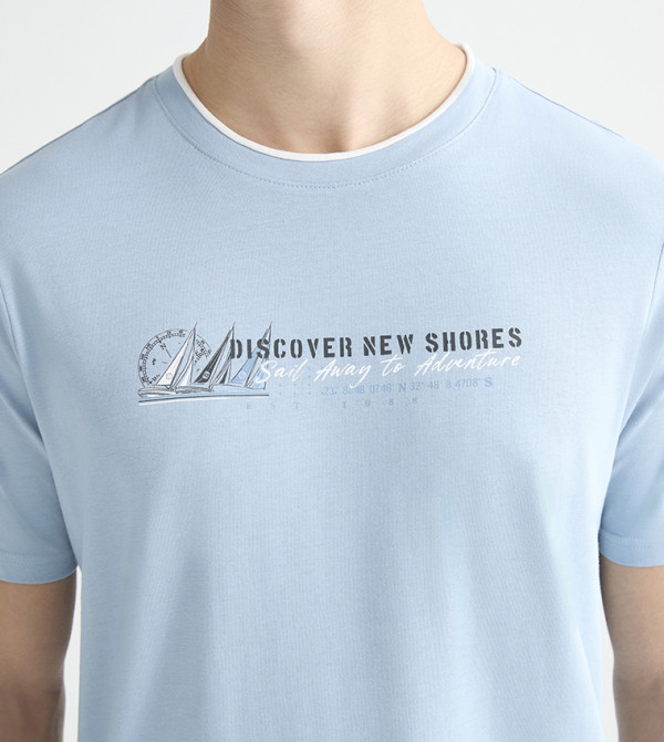 LC Waikiki LC Waikiki - Blue Round Neck T-Shirts