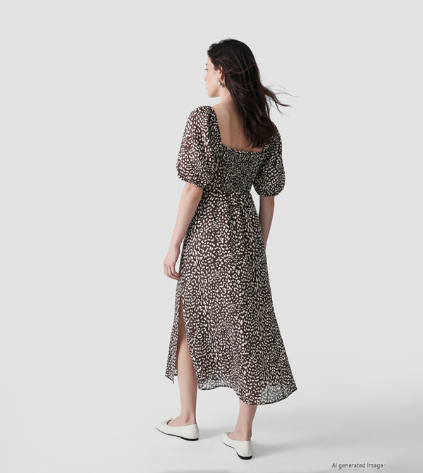 اٍل سي واي كيكي  statement-sleeve-babydoll - متعدد Midi Dresses