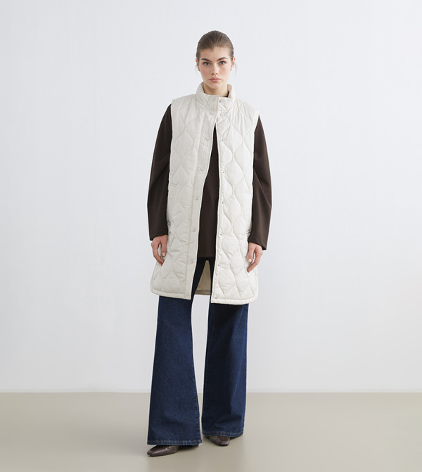 LC Waikiki Puffer & Quilted Jackets - Ecru Puffer & Quilted Jackets