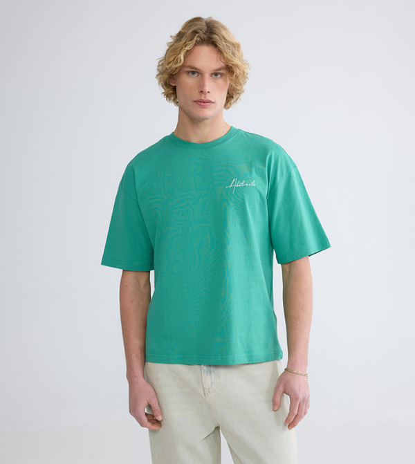 LC Waikiki  T-Shirts - Green Round Neck T-Shirts