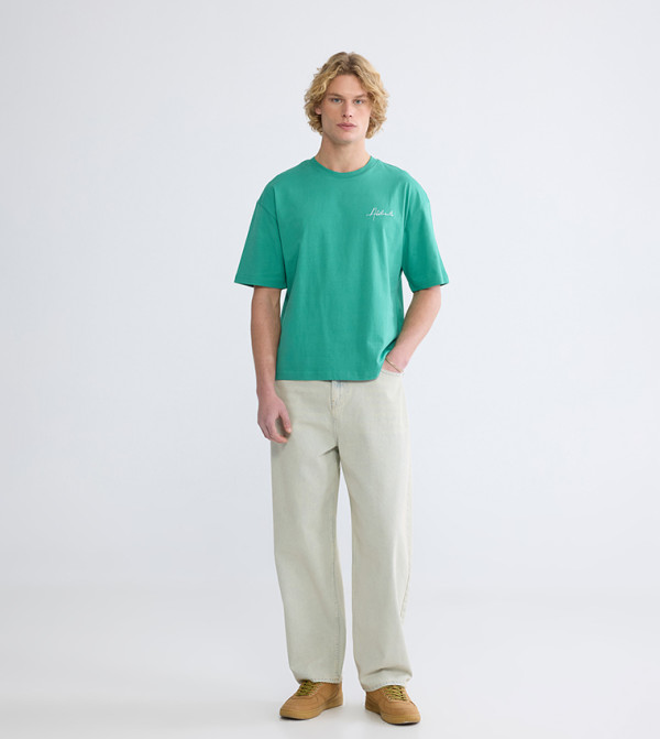 LC Waikiki  T-Shirts - Green Round Neck T-Shirts