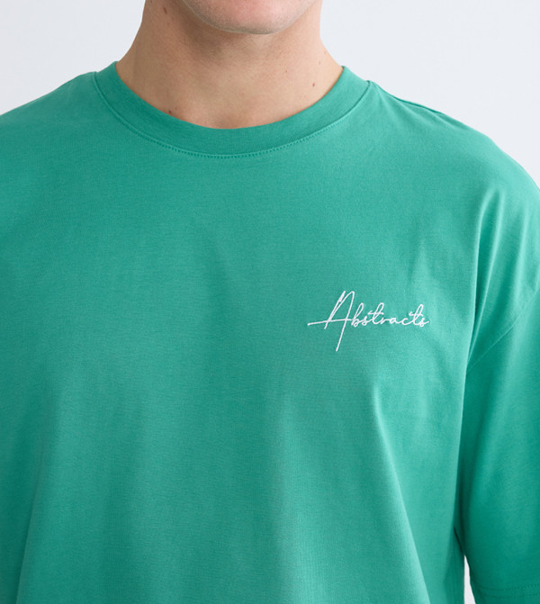LC Waikiki  T-Shirts - Green Round Neck T-Shirts