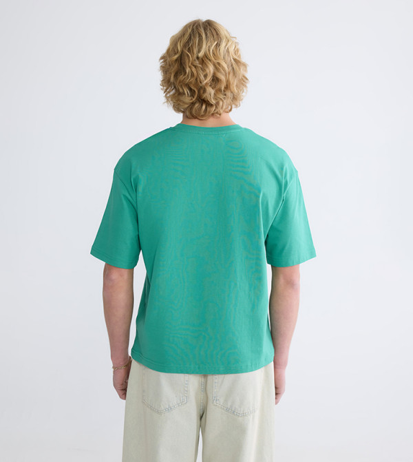 LC Waikiki  T-Shirts - Green Round Neck T-Shirts