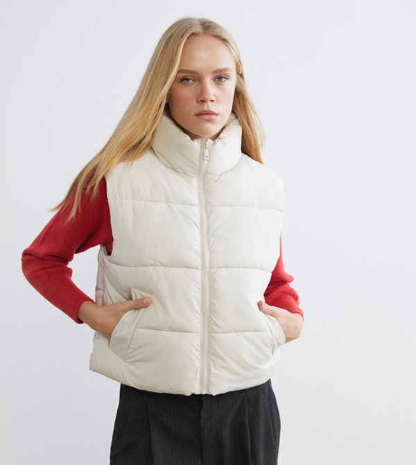 LC Waikiki Puffer & Quilted Jackets - Beige Puffer & Quilted Jackets