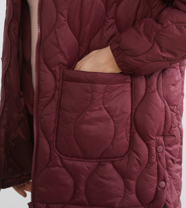 LC Waikiki Puffer & Quilted Jackets - Maroon Puffer & Quilted Jackets