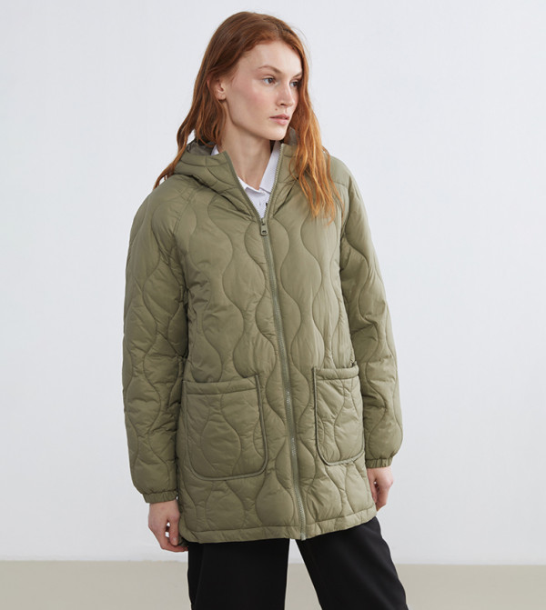 LC Waikiki Puffer & Quilted Jackets - Khaki Puffer & Quilted Jackets