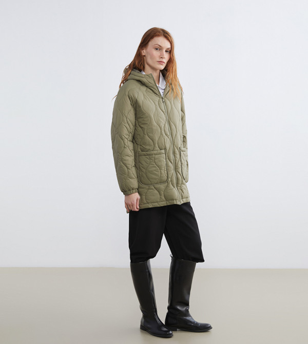 LC Waikiki Puffer & Quilted Jackets - Khaki Puffer & Quilted Jackets
