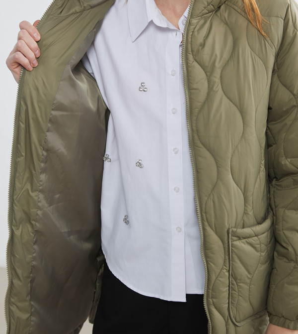 LC Waikiki Puffer & Quilted Jackets - Khaki Puffer & Quilted Jackets
