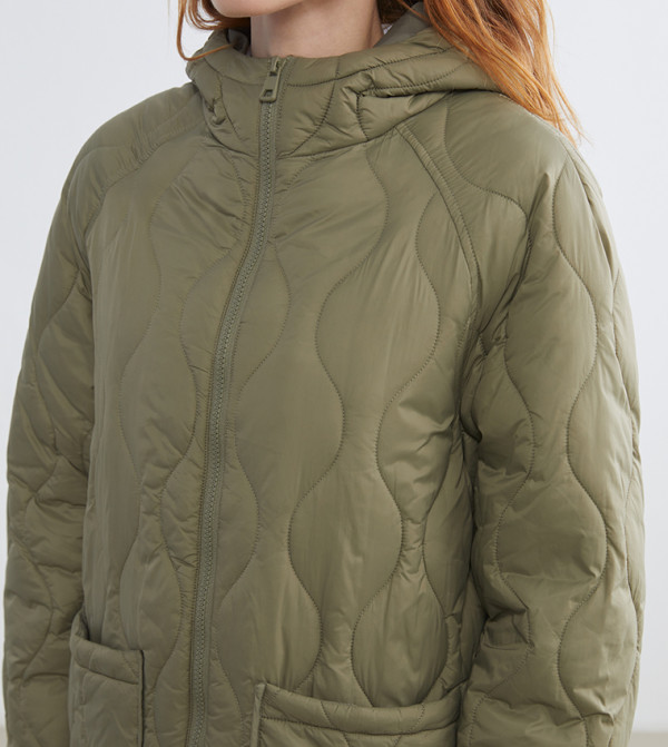 LC Waikiki Puffer & Quilted Jackets - Khaki Puffer & Quilted Jackets