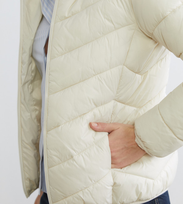 LC Waikiki Puffer & Quilted Jackets - Ecru Puffer & Quilted Jackets